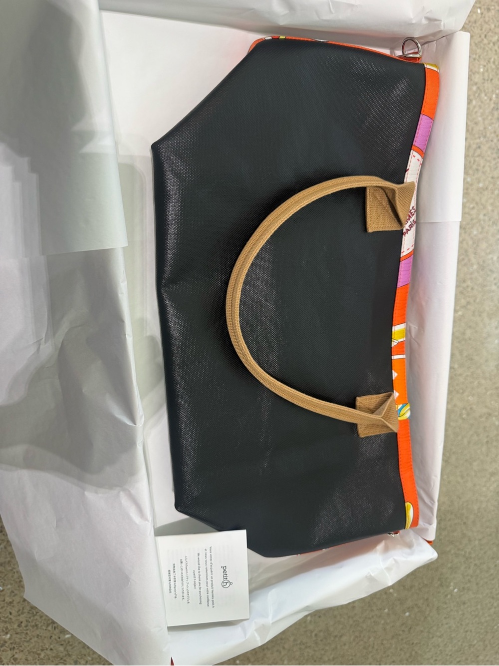 ‘26 Hermes Petit h Wax-Canvas Tote w/ Silk Print Ribbing & Contrast Top Handles - Picture 12 of 16